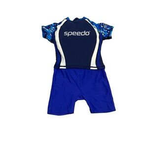 Speedo Small Medium Boys Swimsuit Flotation BlockBurn 50 Short Sleeve Zip Up